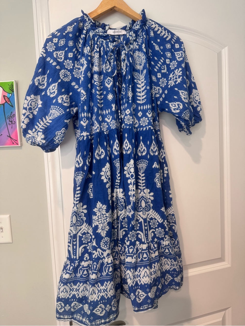 Blue and White Printed Dress